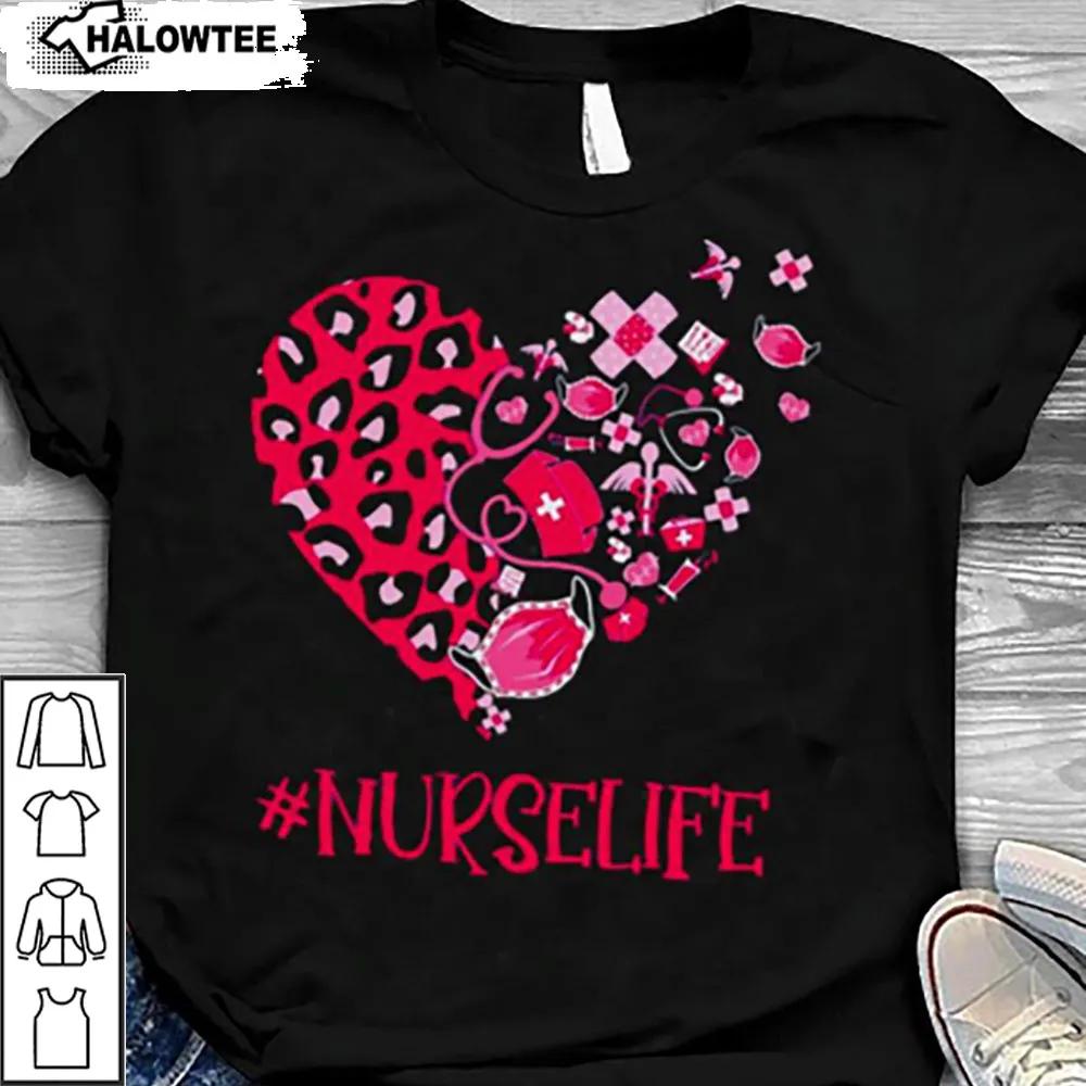 Nurse Life Valentine Shirt Funny Heart Syringe Mask Medical Cap Sticking Plaster Stethoscope