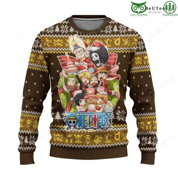 One Piece Luffy Pirates Crew Anime Characters Christmas Ugly Sweater