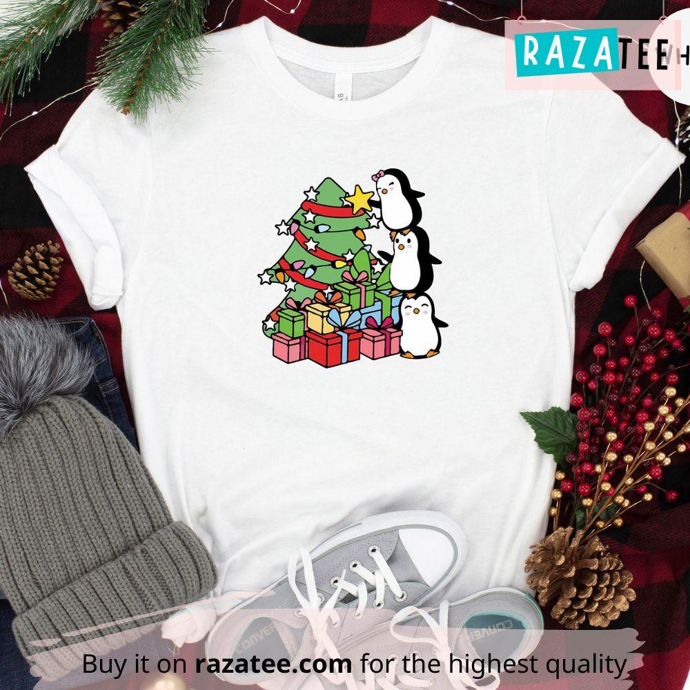 Penguin Shirt, Santa Hat Cute Christmas Tree