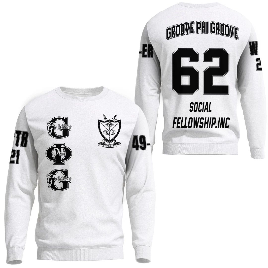 Personalization Getteestore Sweatshirt  Groove Phi Groove White Sweatshirts 