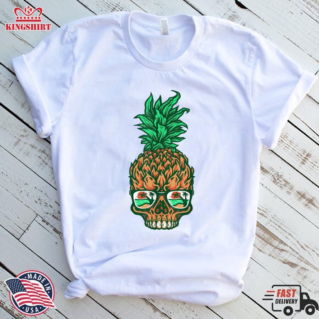 Pineapple Skull Aloha Beach Hawaiian Tropical Goth Lightweight Sweatshirt