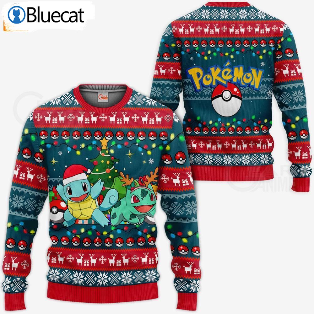 Pokemon Bulbasaur And Squirtle Ugly Christmas Sweater