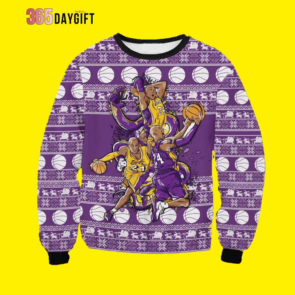 Purple Team Lakers Ugly Christmas Sweater