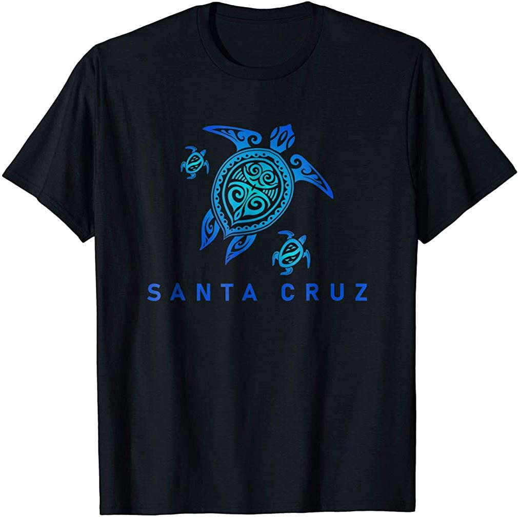 Santa Cruz California T Shirt Sea Blue Tribal Turtle Size Up To 5Xl