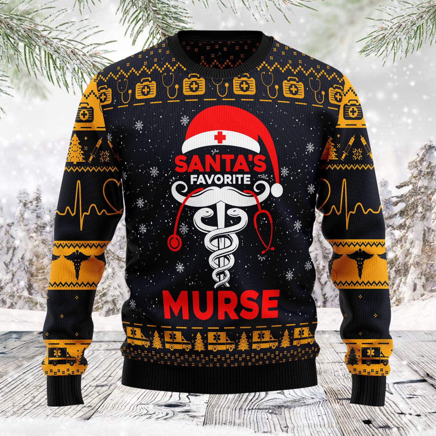 Santa Murse TT89126 Unisex Womens And Mens, Couples Matching, Friends, Nurse Lover, Funny Family Ugly Christmas Holiday Sweater Gifts 