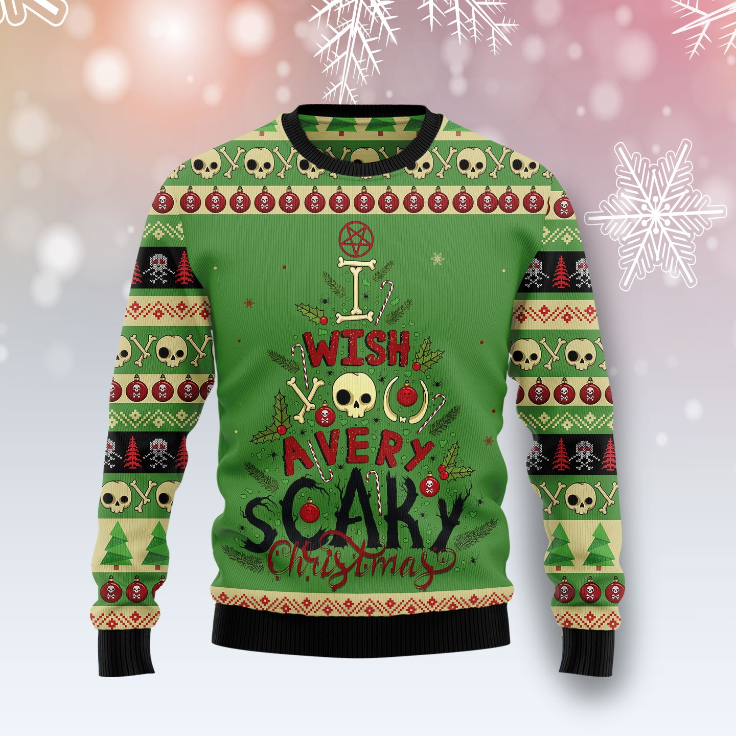 Scary Christmas TY0812 Unisex Womens And Mens, Couples Matching, Friends, Funny Family Ugly Christmas Holiday Sweater Gifts 