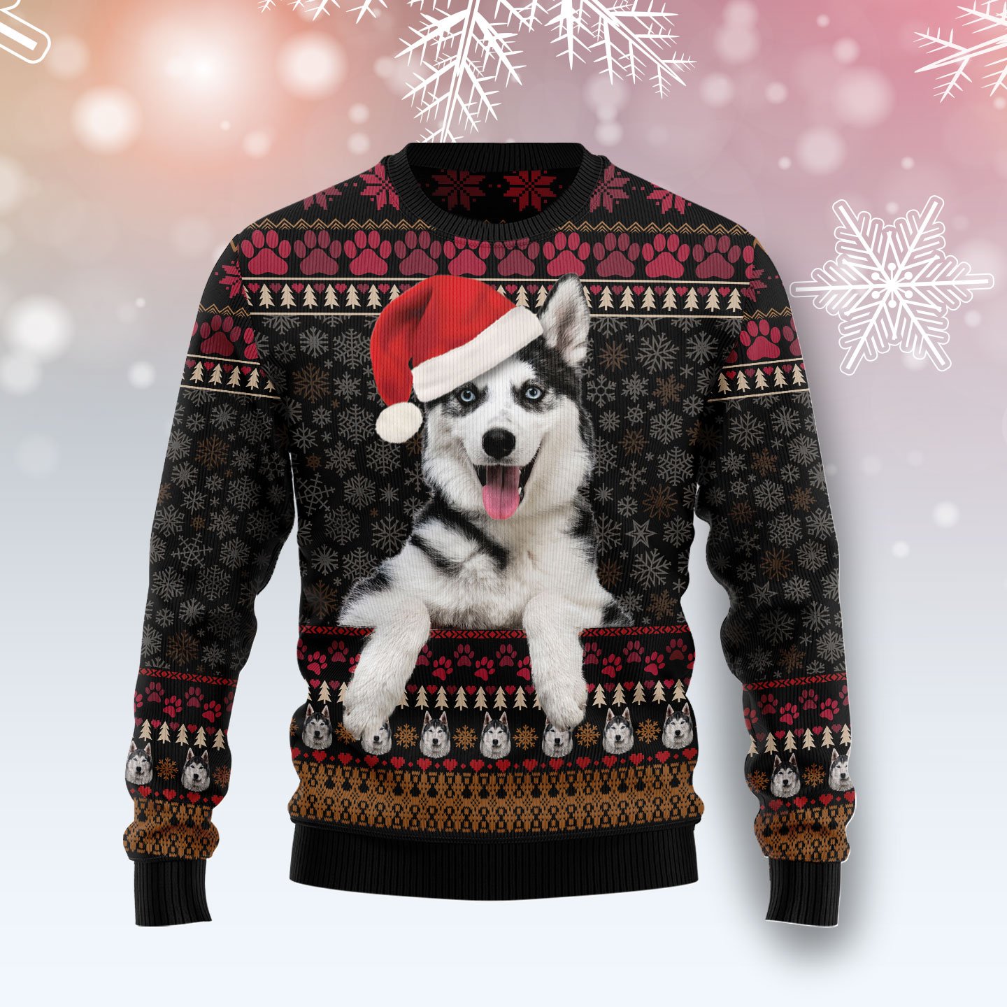 Siberian Husky Christmas HZ112613 Unisex Womens And Mens, Couples Matching, Friends, Funny Family Ugly Christmas Holiday Sweater Gifts 
