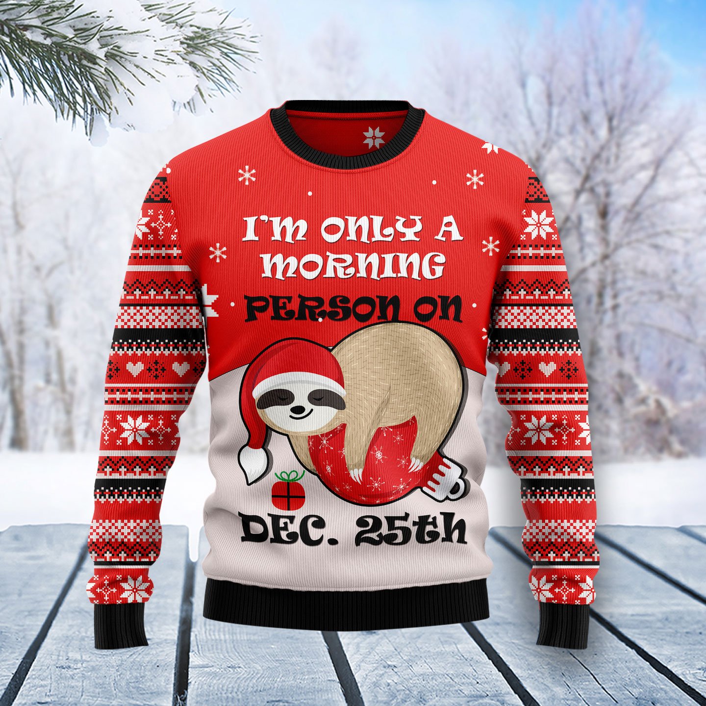 Sloth Morning T2810 Ugly Christmas Sweater Unisex Womens And Mens, Couples Matching, Friends, Funny Family Sweater Gifts 