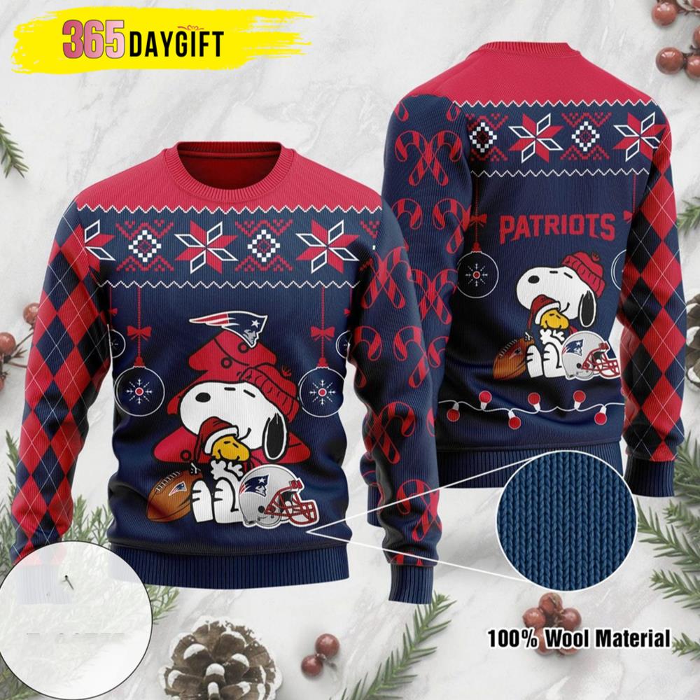 Snoopy Charlie Brown New England Patriots Ugly Christmas Sweater
