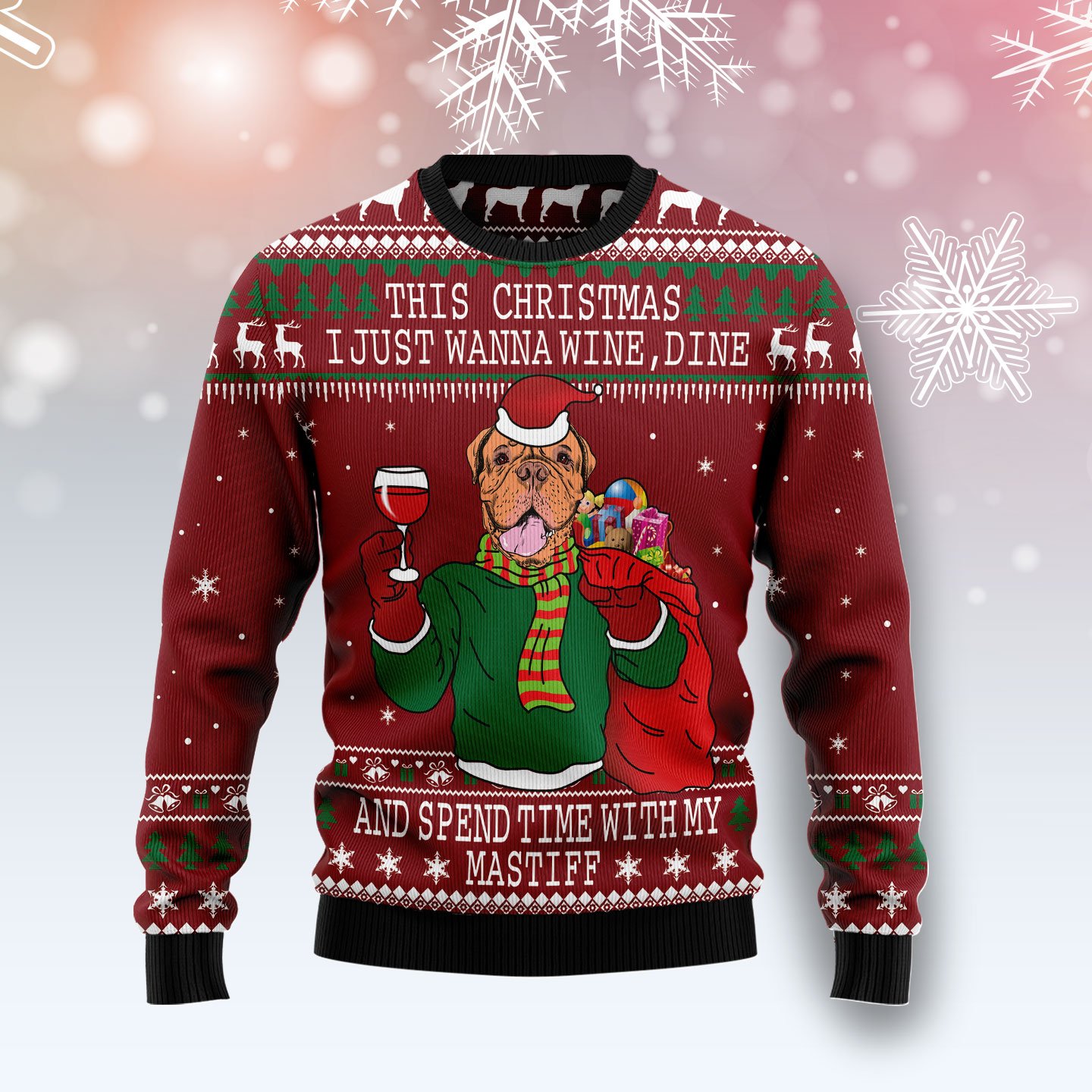 Spend Time With My Mastiff T89023 Ugly Christmas Sweater