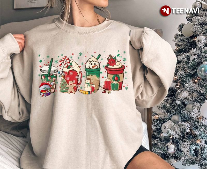 Teacher Coffee Christmas Sweatshirt, Cool Coffee Latte