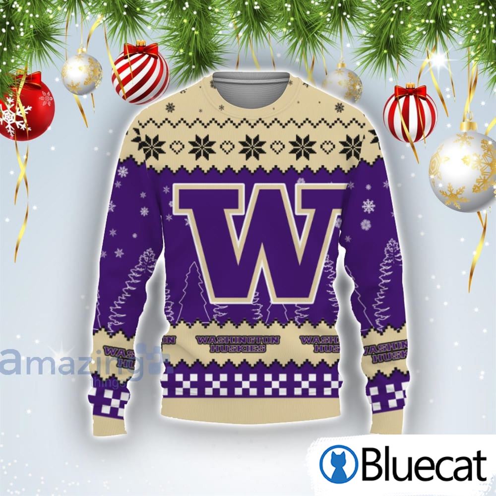 Team Logo Washington Huskies Ugly Christmas Sweater