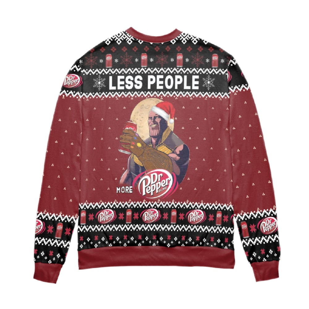 Thanos Less People More Dr. Pepper Snowflake Ugly Christmas Sweater