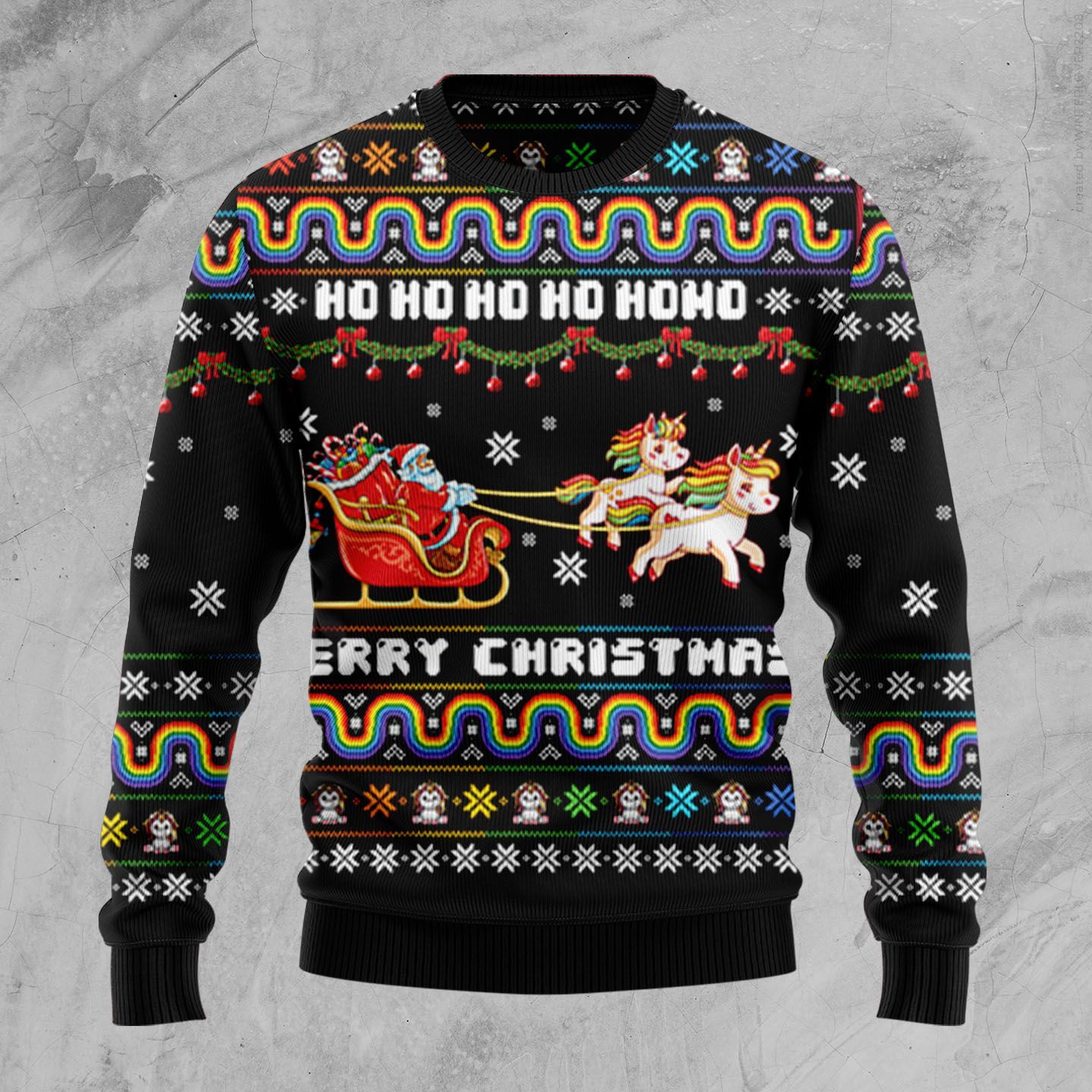 Unicorn Merry Christmas D2409 Ugly Christmas Sweater
