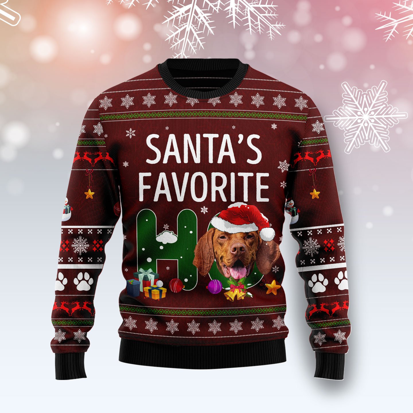 Vizsla SantaS Favorite Ho TY0412 Unisex Womens And Mens, Couples Matching, Friends, Funny Family Ugly Christmas Holiday Sweater Gifts 