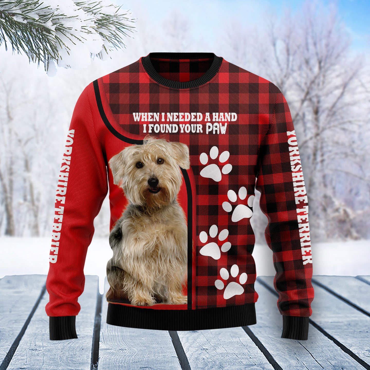 Yorkshire Terrier Paw T2710 Ugly Christmas Sweater