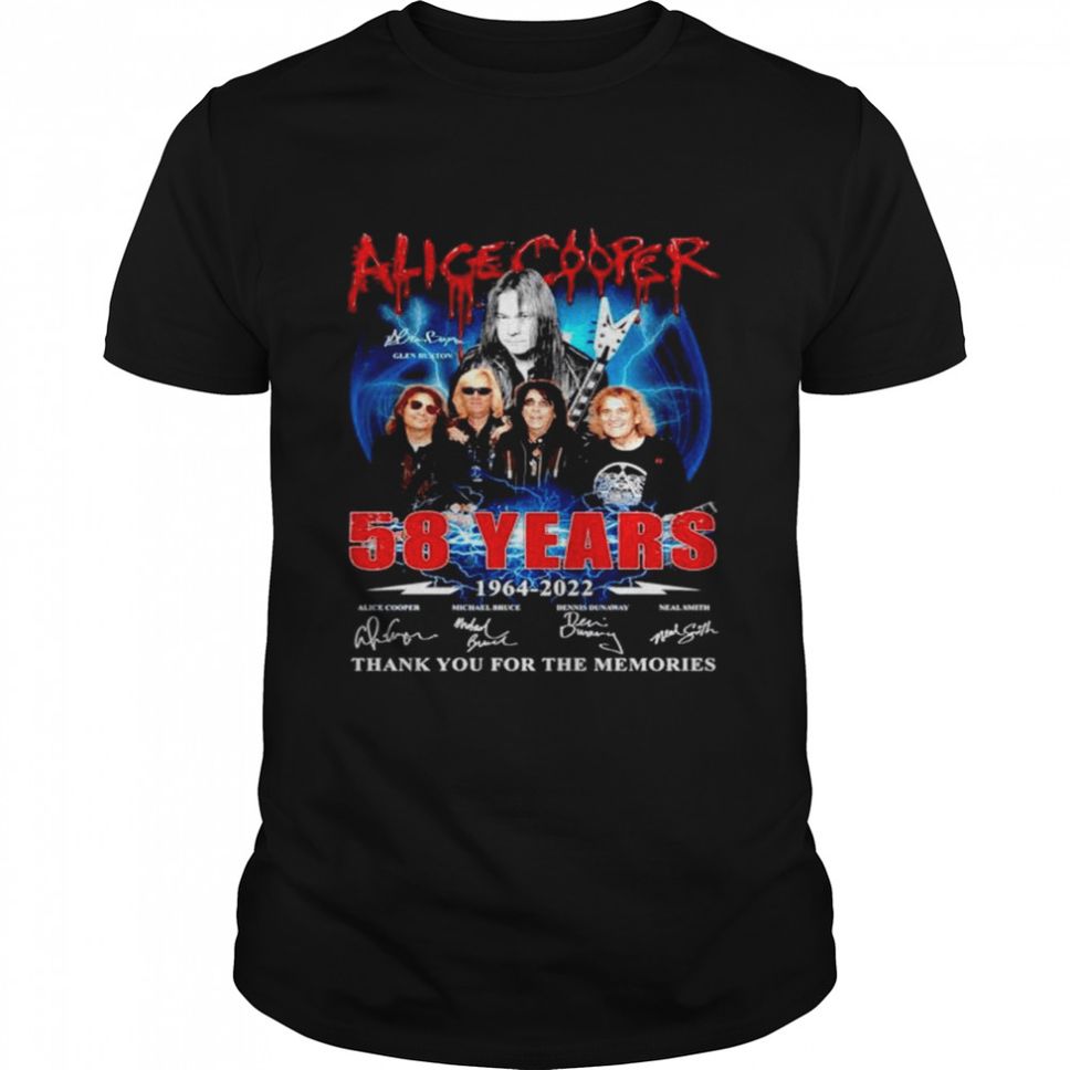 Alice Cooper 58 Years 1964 2022 Thank You For The Memories Signatures T Shirt