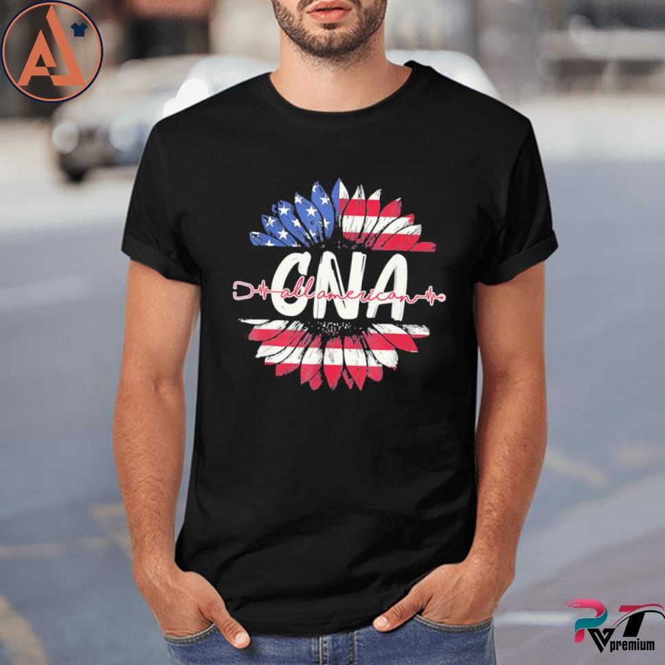 All American CNA Life American Flag Sunflower 4th Of July Tee Shirt