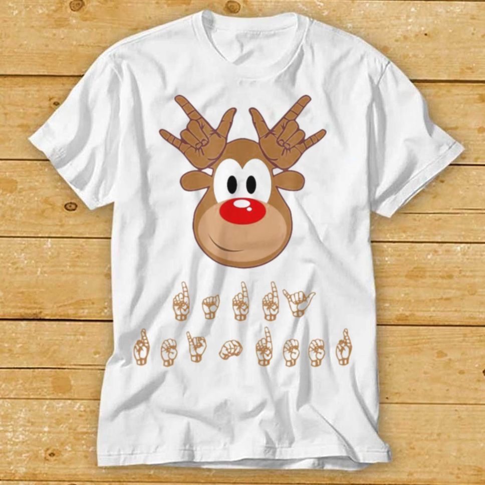 Asl Sign Language Deaf Christmas Reindeer Sweater Shirt Hoodie, Sweter Shirt