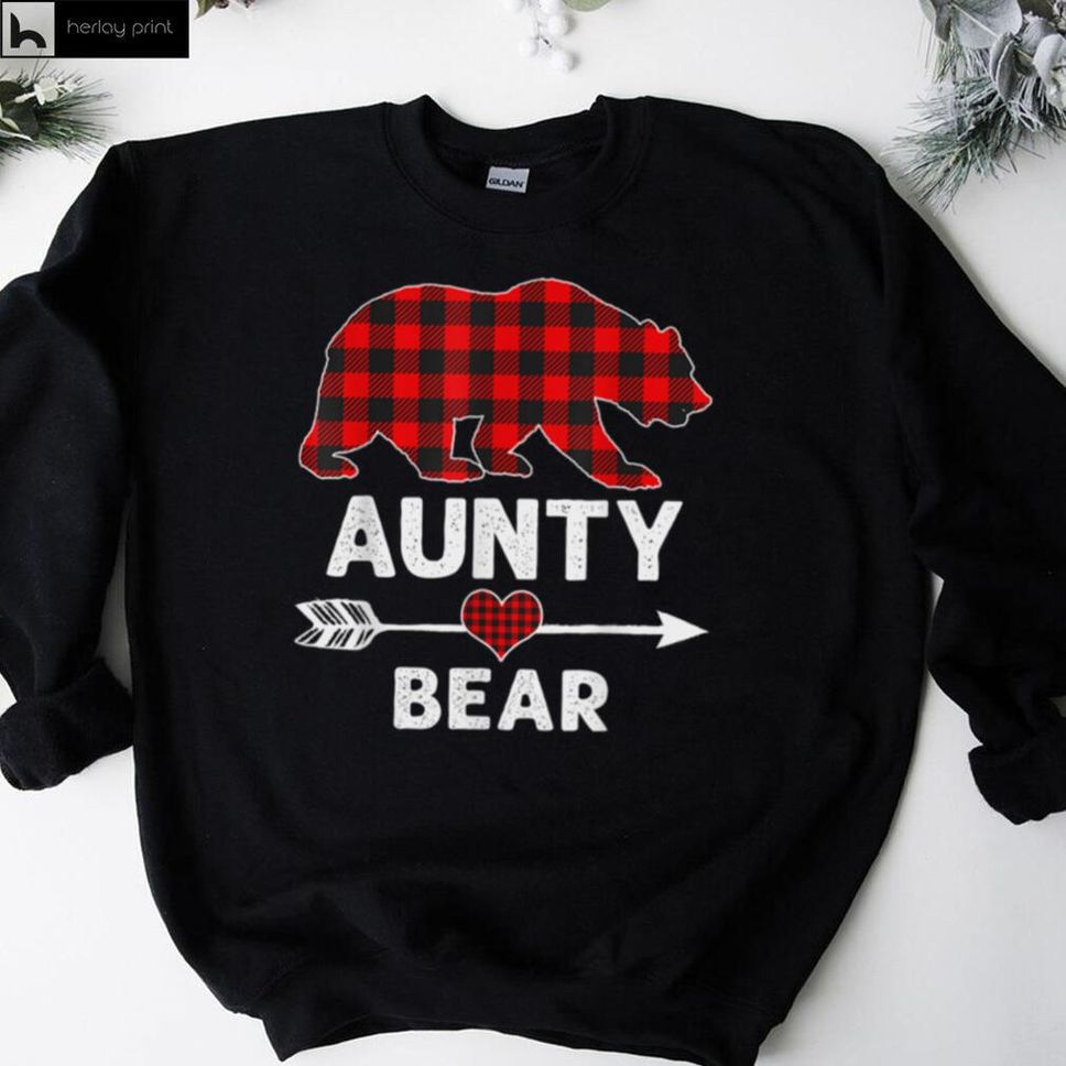 Aunty Bear Christmas Pajama Red Plaid Buffalo Family T Shirt
