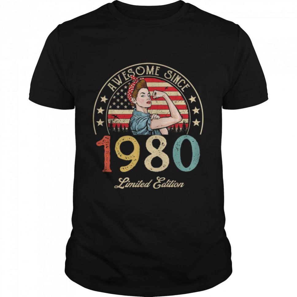 Awesome Since 1980 Vintage 1980 42nd Birthday 42 Years Old TShirt B09VYSNBD1