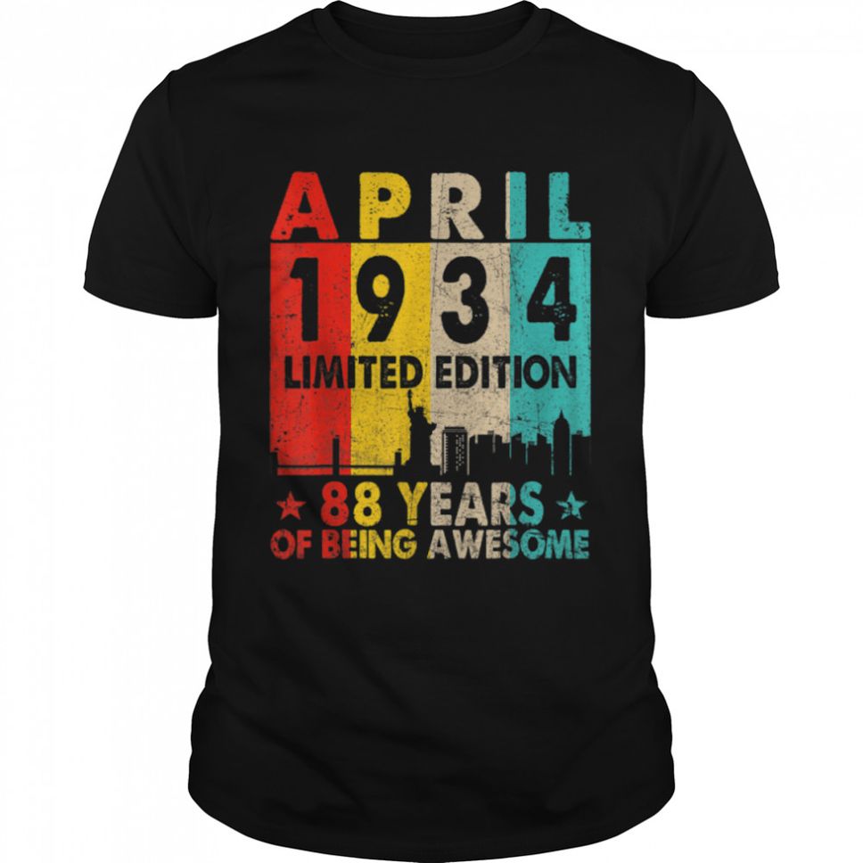 Awesome Since April 1934 88th Birthday Vintage Retro T Shirt B09VZ471NZ