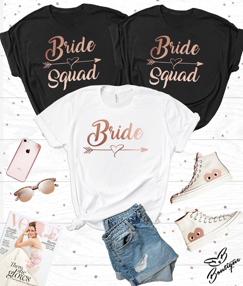 Bride and Bride Squad 2 Bride bridesmaid bachelorette party T Shirt tops Hen Do Clothing