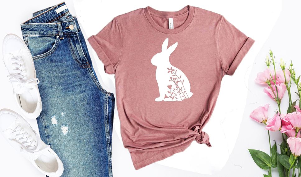 Bunny Shirt Floral Rabbit Shirt Spring Tshirt Easter Tshirt Bunny Shirt Animal Lover Nature Lover