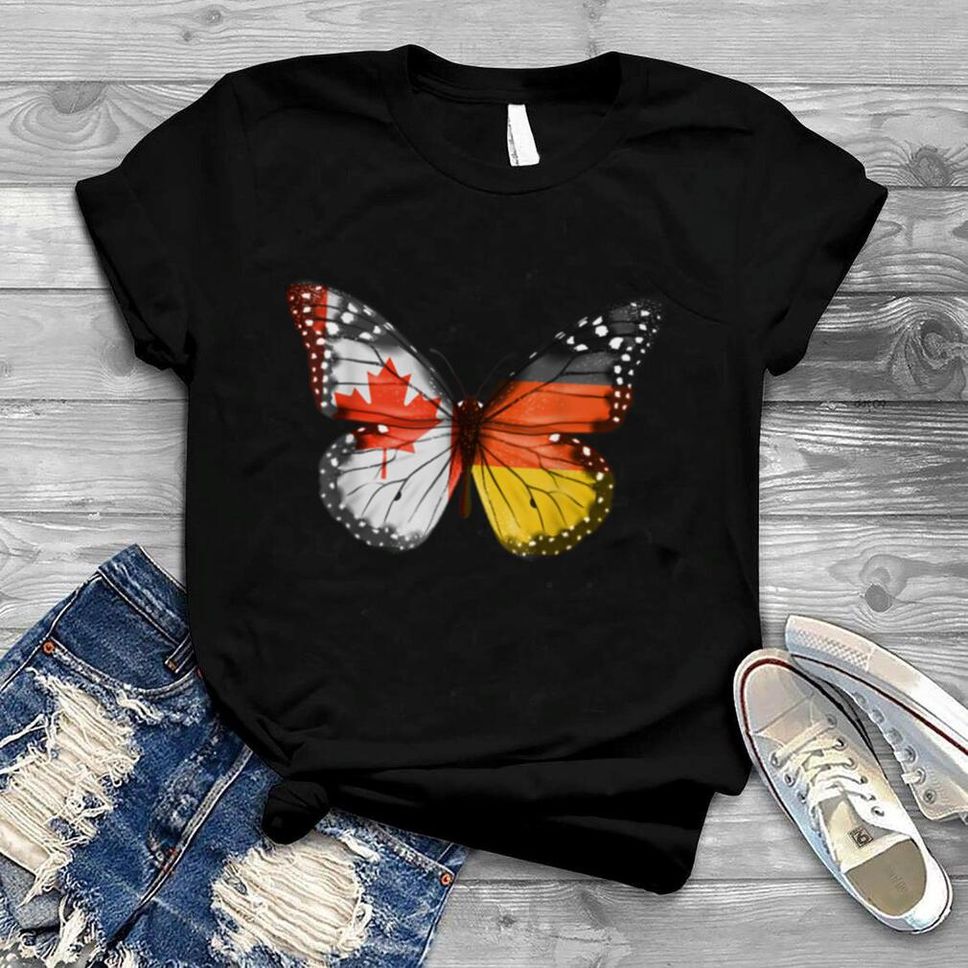 Canadian German Flag Butterfly T Shirt B09WJV4BTJ