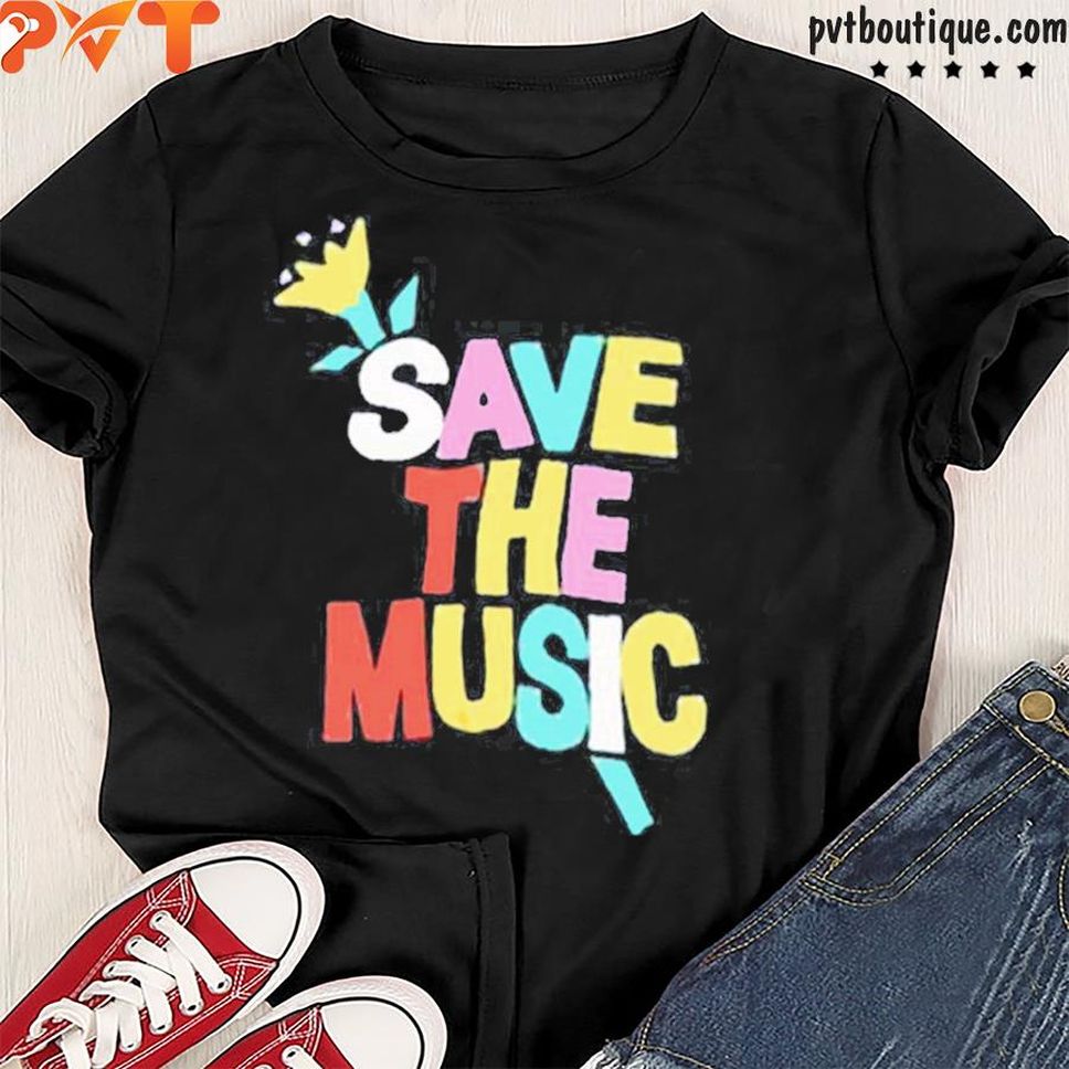 Cheap Save The Music Typo Graphics On Sale Shirt