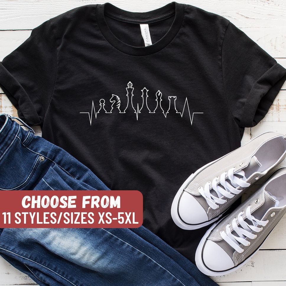 Checkmate Heartbeat TShirt Chess Shirt Chess Player Shirt Chess Gift Idea Chess Lover Funny Chess Shirt Chess Sport Shirt