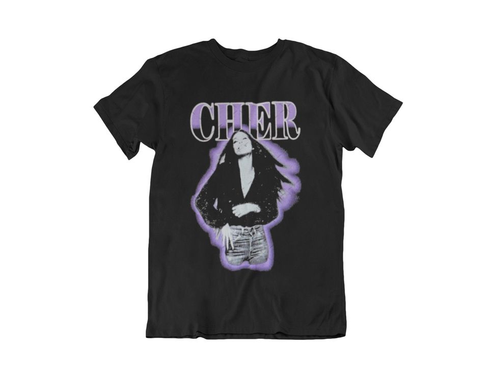 Cher Tshirt Vintage Cher Purple Outline Tshirt