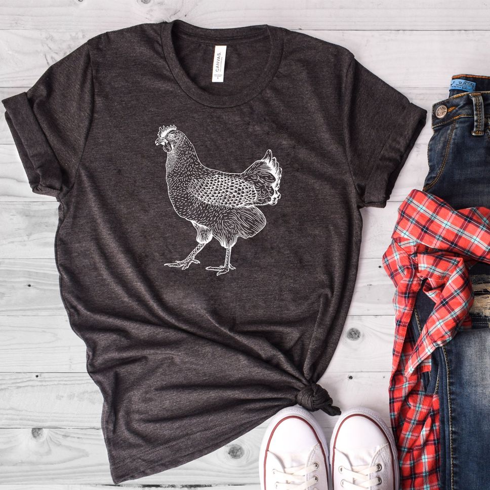 Chicken Illustration Shirt Rooster Shirt Backyard Chickens Shirt Illustration Shirt Chicken TShirt Chicken Gift Chicken Lady Shirt