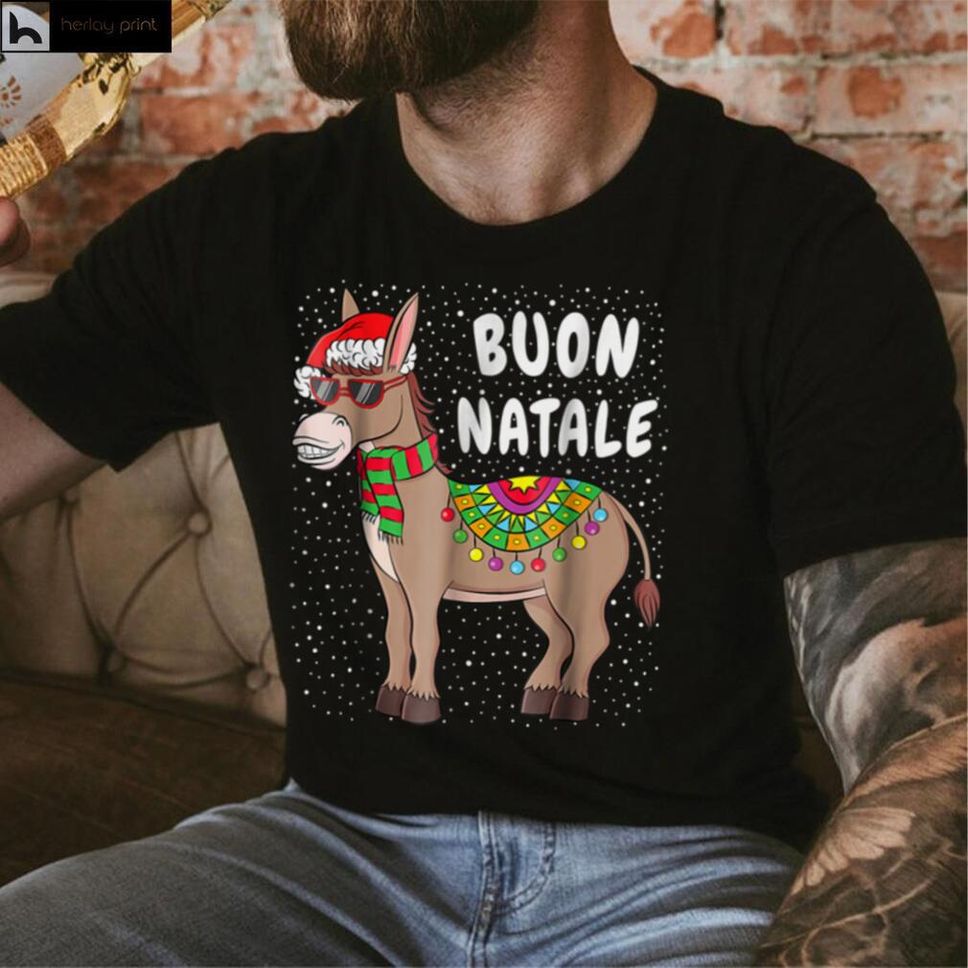 Christmas Donkey Buon Natale American Italian Xmas T Shirt