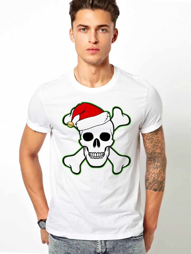 Christmas T Shirt Skull Crossbone Santa Hat Father Xmas Funny Gift Present Men's Unisex CHRISTMAS GIFT
