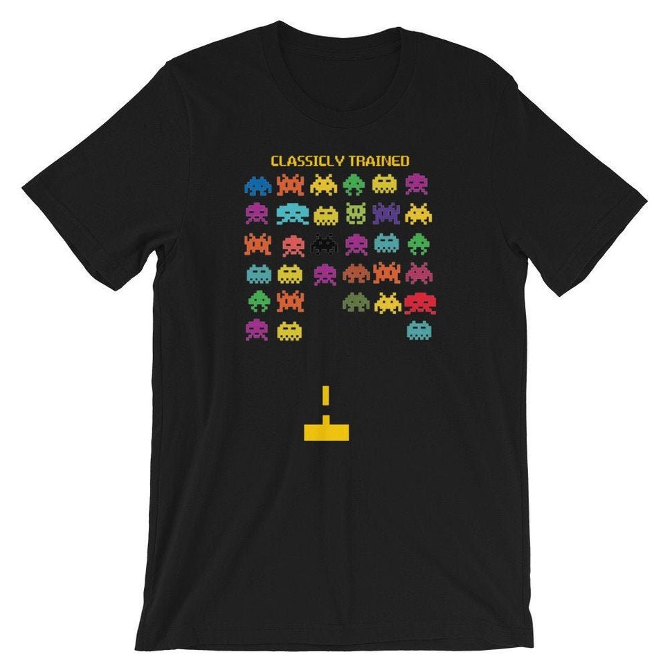 Classically Trained ShortSleeve Unisex TShirt 80s Space Invaders