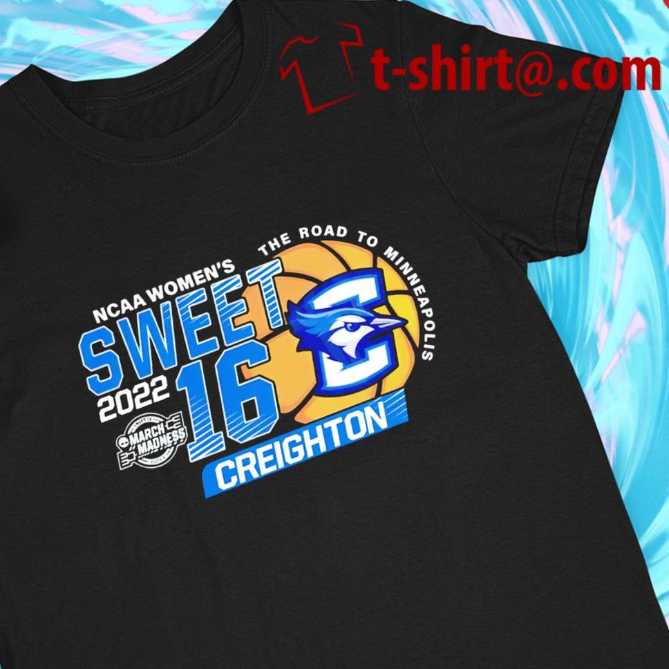 Creighton Bluejays 2022 Ncaa Women's Basketball Sweet 16 The Road To Minneapolis logo Tshirt