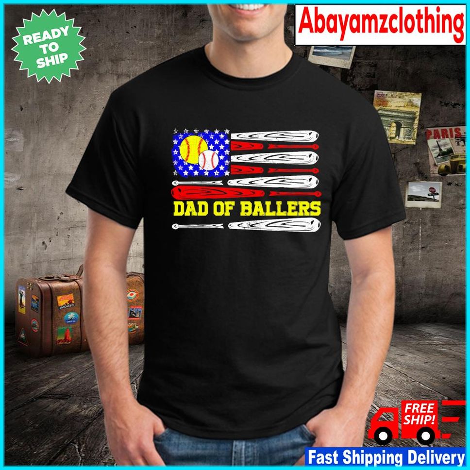 Dad of ballers flag shirt