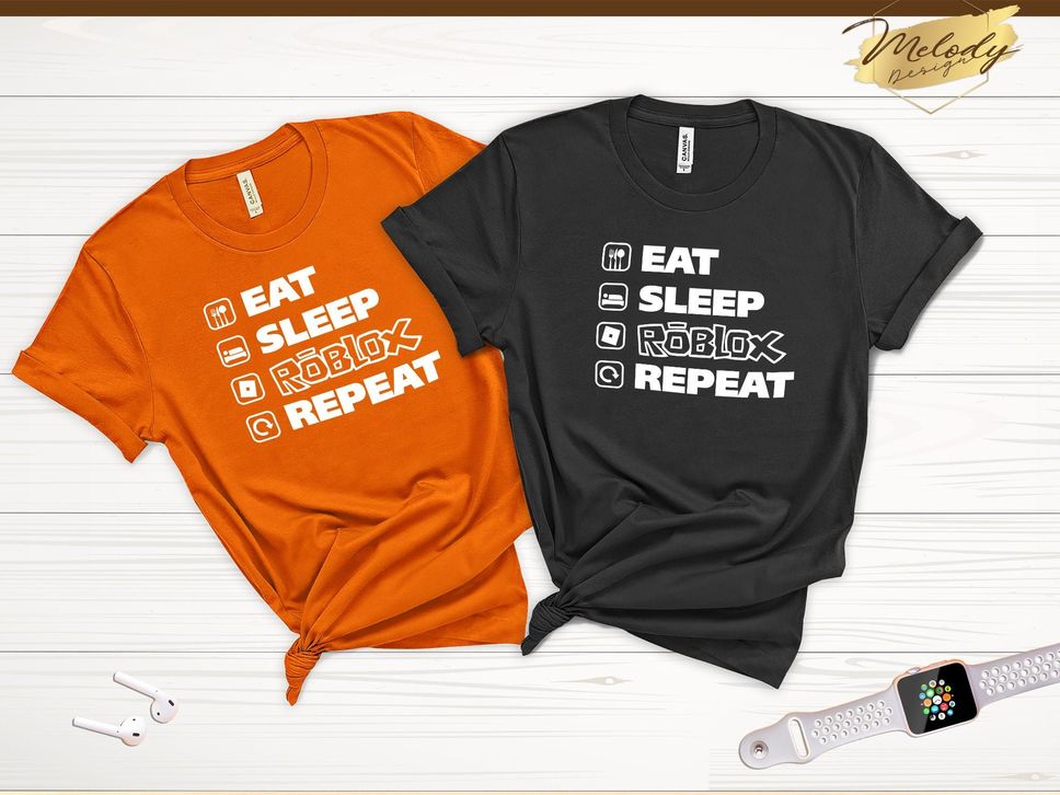 Eat Sleep Roblox Repeat TShirt Youtuber Gamer Shirt Birthday Party Tee Video Game Top Quarantine and Roblox Outfit