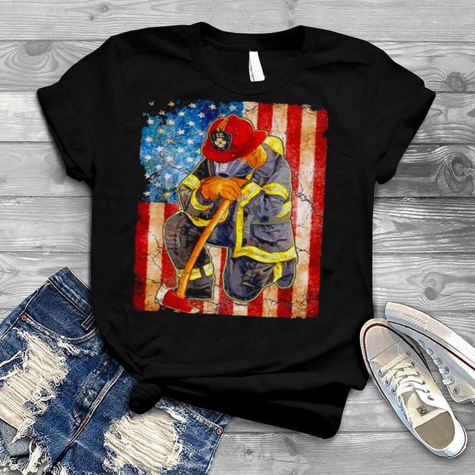 Firefighter American Flag Memorial Day Fireman Patriotic T Shirt