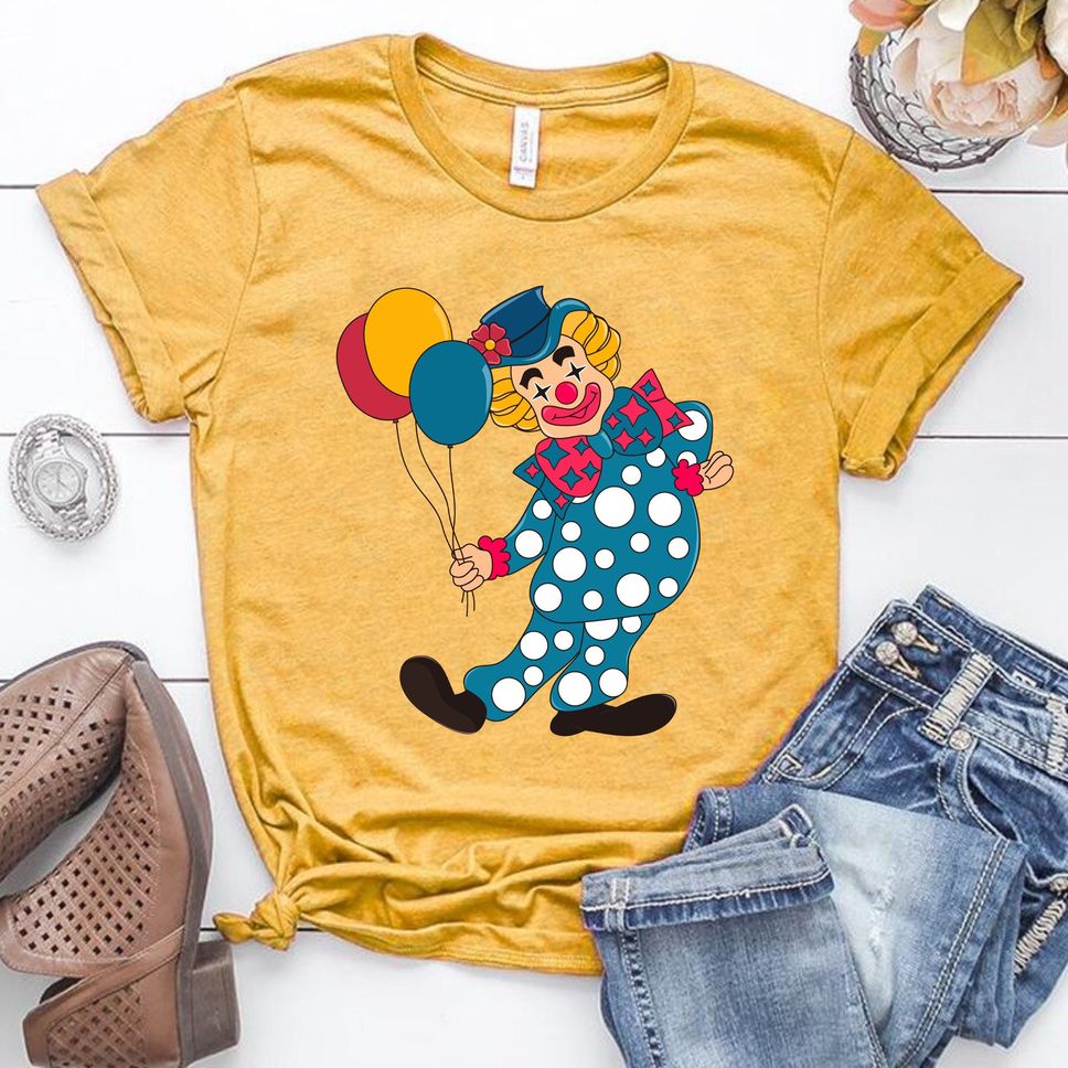 Happy Clown TShirt Graphic TShirt for Family Member Inspirational Shirt Crewneck Sweatshirt for Mem or Women Holiday Gift Student Tee