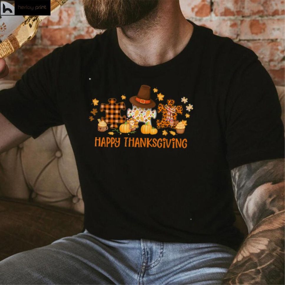 Happy Thanksgiving Leopard Autism Awareness Fall Autumn T Shirt Hoodie, Sweater Shirt