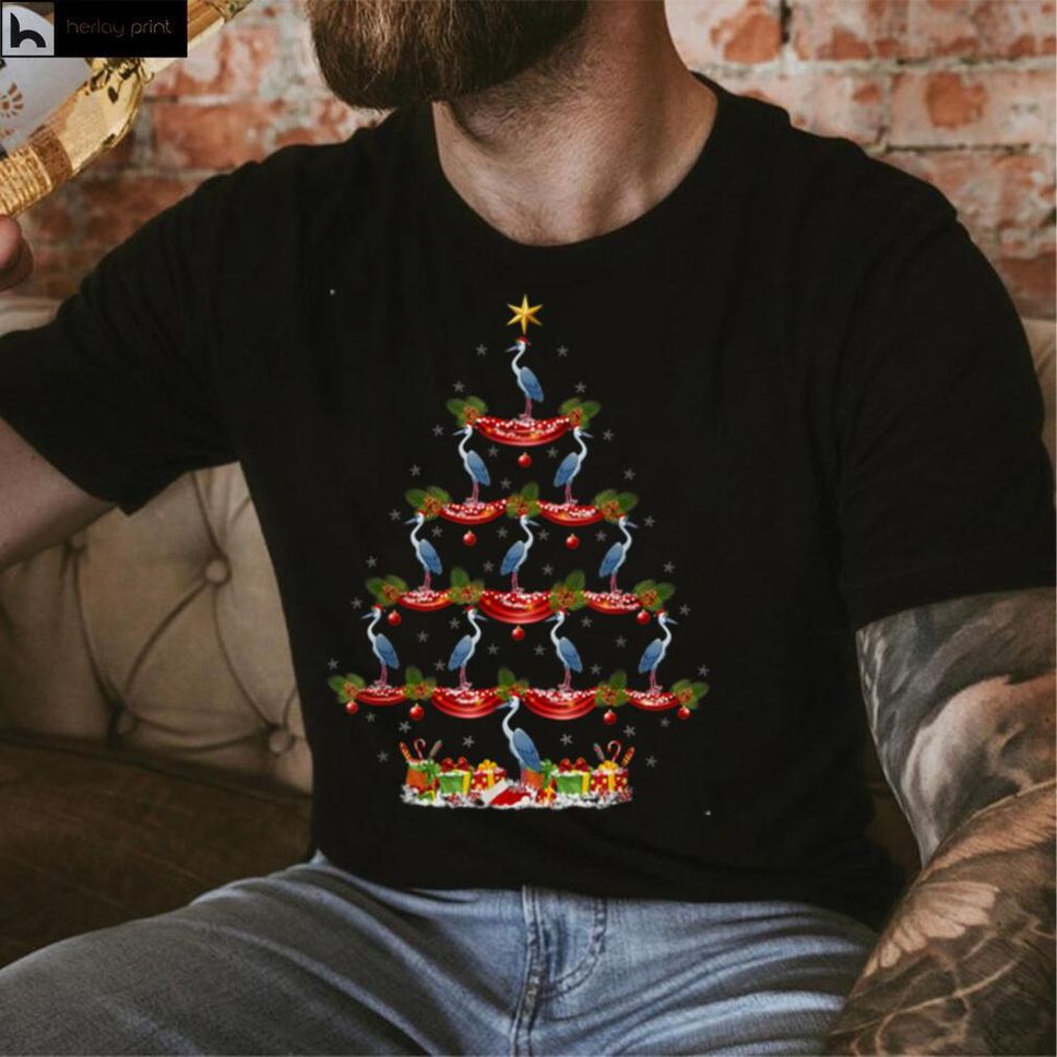 Heron Bird Xmas Tree Lighting Heron Christmas Tree T Shirt Hoodie, Sweater Shirt