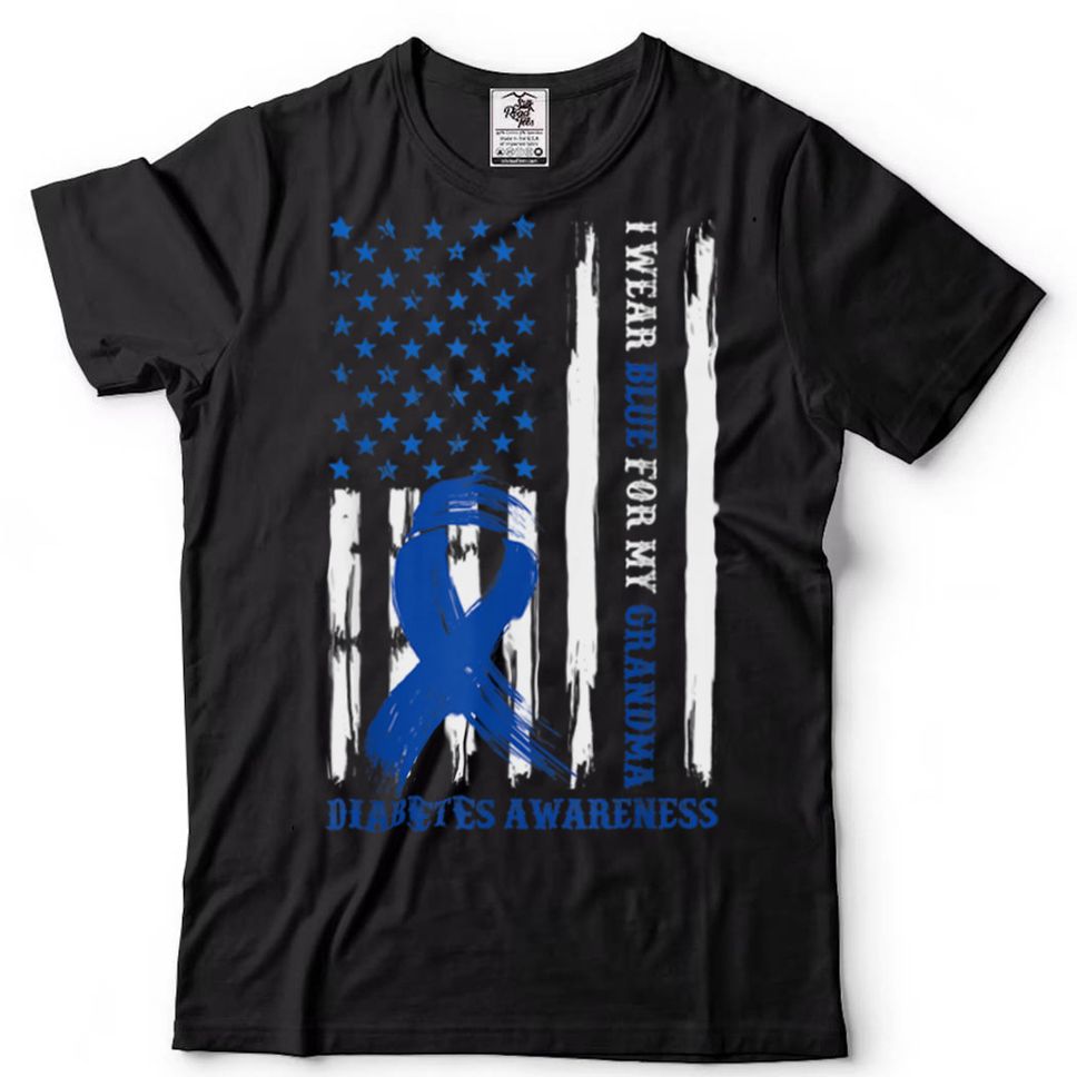 I Wear Blue For My Grandma Diabetes Awareness Month Flag T Shirt Hoodie Sweter Shirt