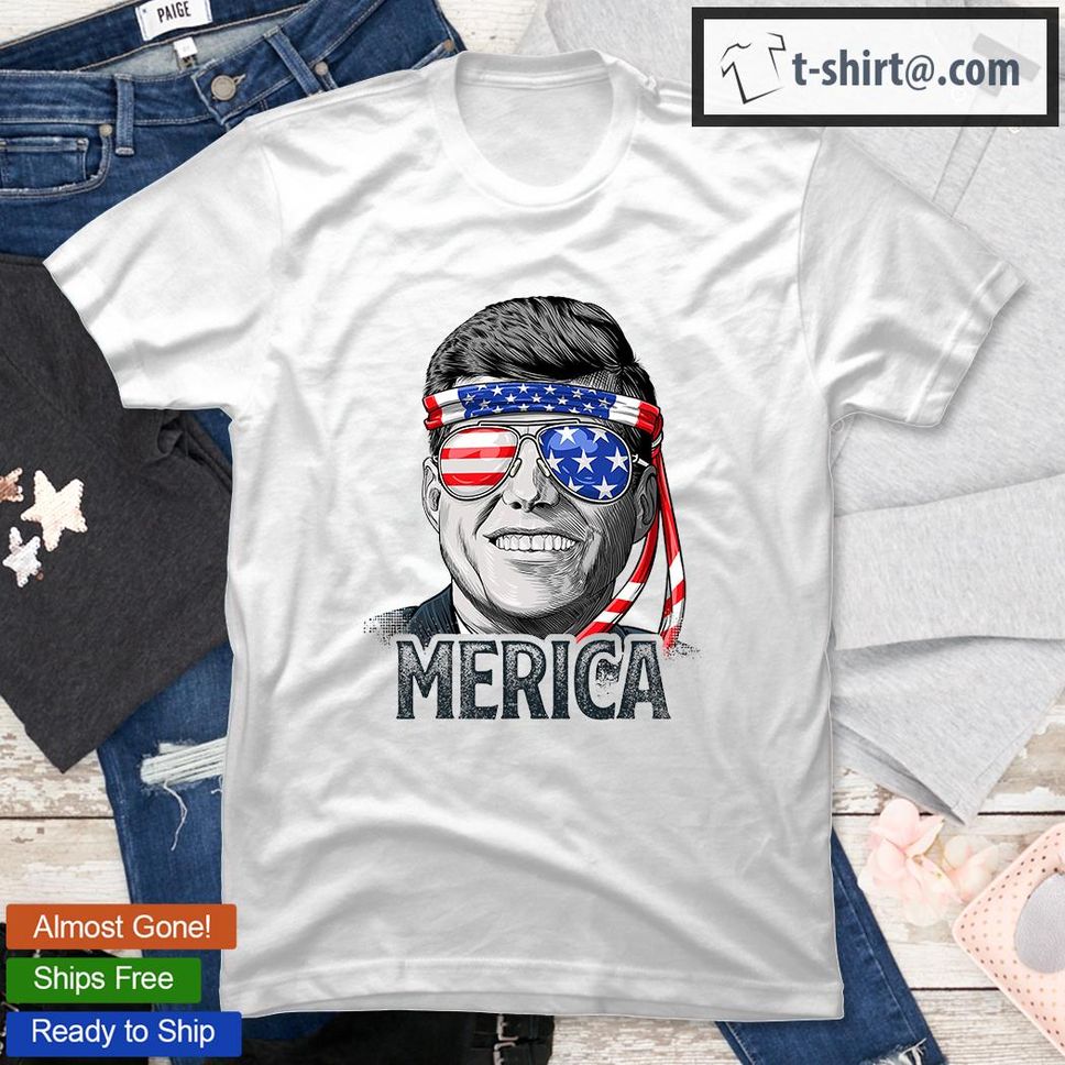 Kennedy Merica 4th Of July President JFK Men American Flag T Shirt