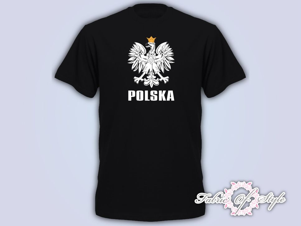 Koszulka Polska Polish Poland Football World Cup Kibic Tshirt Black