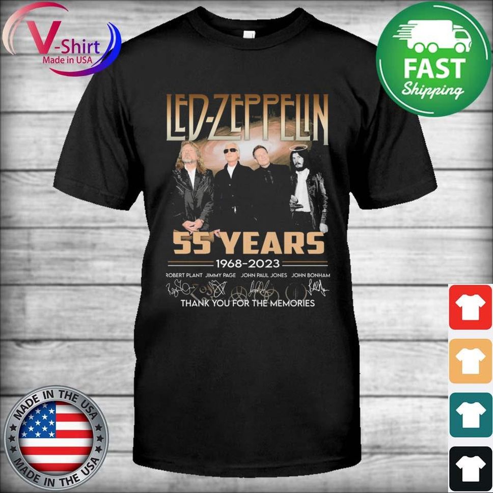 Led Zeppelin 55 Years 1968 2023 Robert Plant Jimmy Page Signatures Thank Shirt
