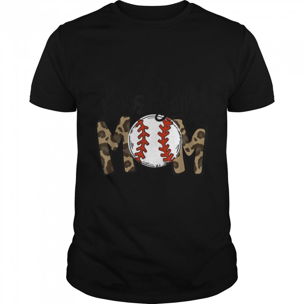 Leopard Baseball Mom Game Day Vibes Tball Mom Mother's Day TShirt B09VYTY9GP