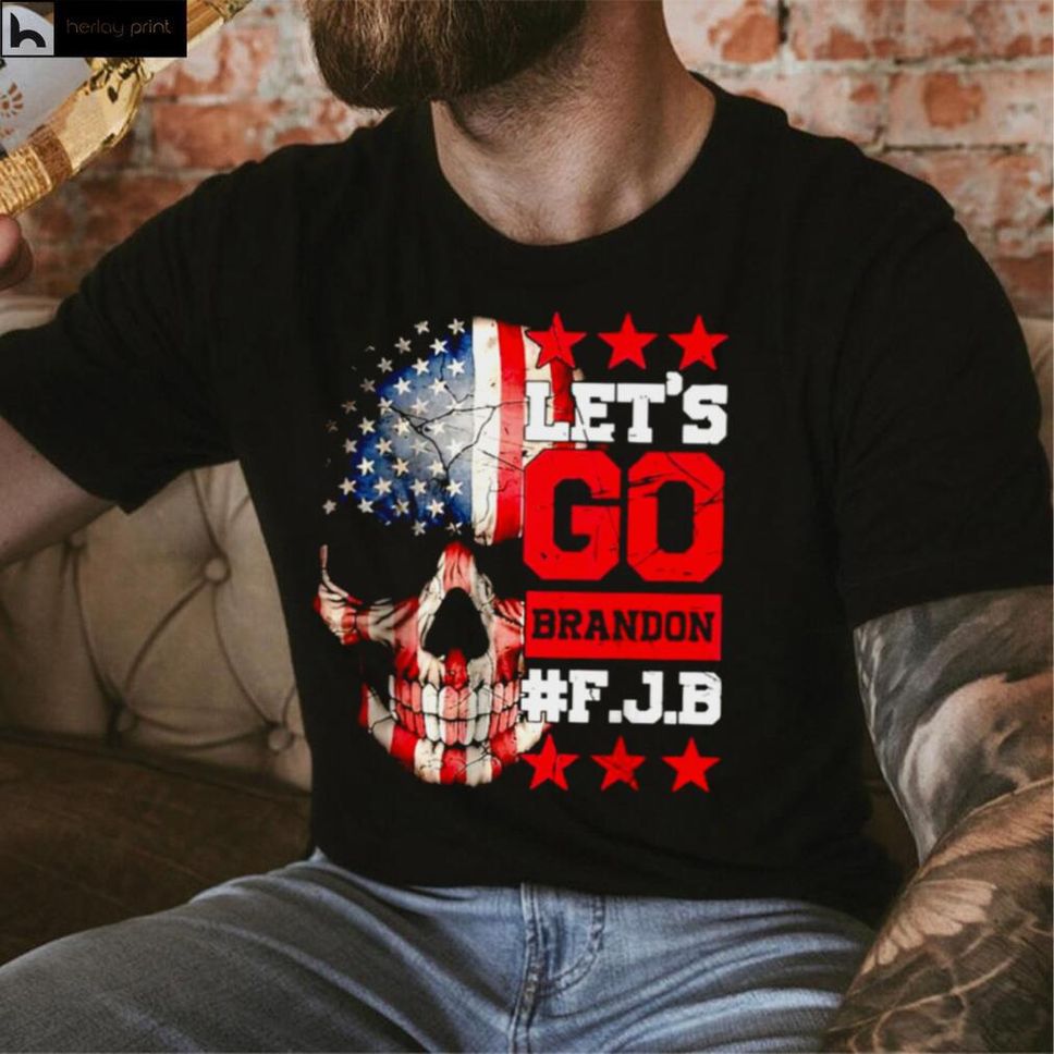 Lets Go Brandon Tee Conservative Anti Liberal US Skull Flag T Shirt