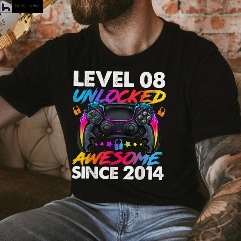Level 8 Unlocked Awesome Since 2014 8th Birthday Gaming T Shirt Hoodie, Sweater Shirt
